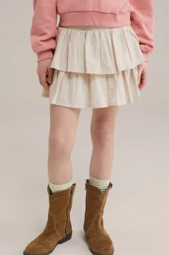 Meisjes seersucker skort met volant