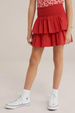 Meisjes seersucker skort met volant