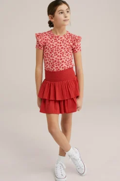 Meisjes seersucker skort met volant