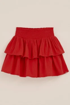 Meisjes seersucker skort met volant