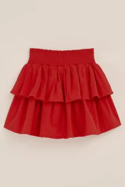 Meisjes seersucker skort met volant