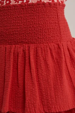 Meisjes seersucker skort met volant