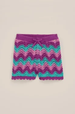 Meisjes short met opengewerkt dessin