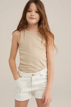 Meisjes singlet van ribstof