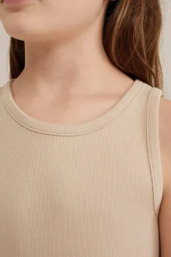 Meisjes singlet van ribstof