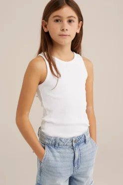 Meisjes singlet van ribstof