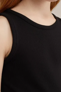 Meisjes singlet van ribstof