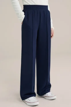 Meisjes straight fit broek met structuur