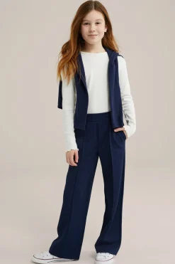 Meisjes straight fit broek met structuur