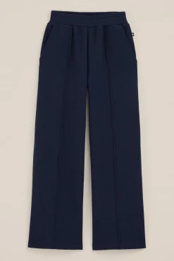 Meisjes straight fit broek met structuur