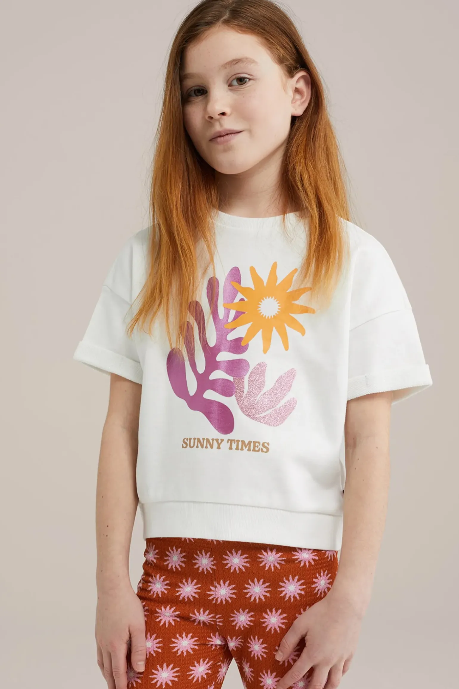 Meisjes sweat t-shirt met opdruk