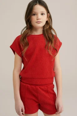 Meisjes sweat t-shirt met structuur