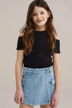 Meisjes top met rib structuur