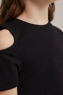 Meisjes top met rib structuur
