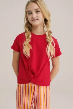 Meisjes T-shirt met knoopdetail