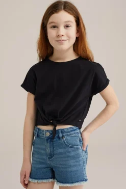 Meisjes T-shirt met knoopdetail