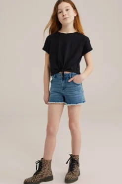 Meisjes T-shirt met knoopdetail