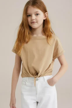 Meisjes T-shirt met knoopdetail