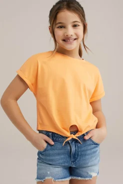 Meisjes T-shirt met knoopdetail