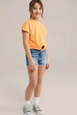 Meisjes T-shirt met knoopdetail
