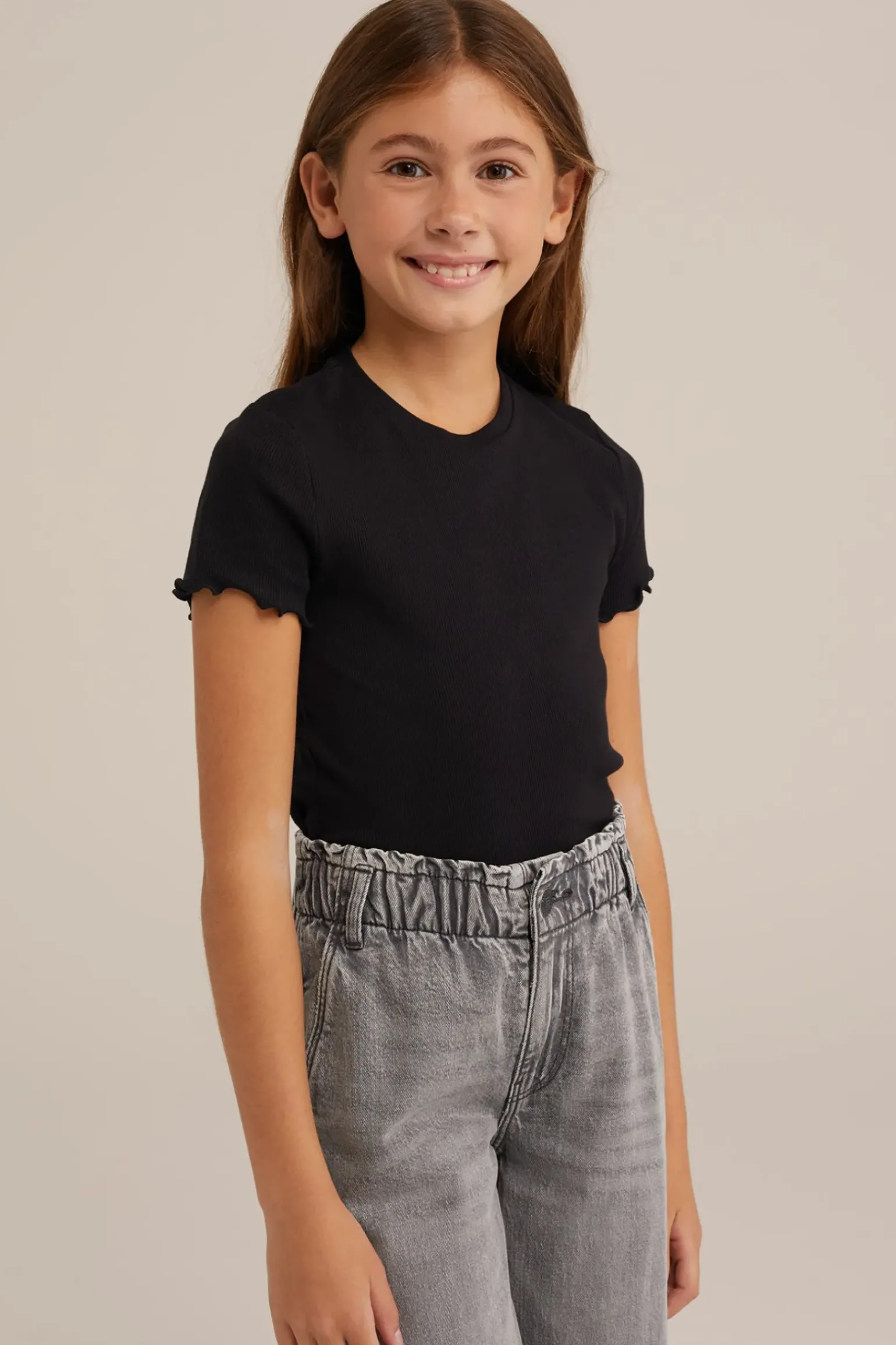Meisjes T-shirt met ribstructuur
