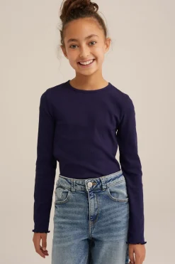 Meisjes T-shirt van ribstof