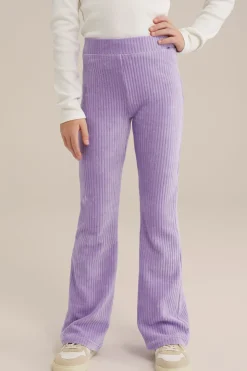Meisjes velvet flared legging van ribstof