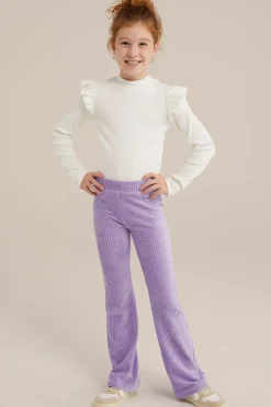 Meisjes velvet flared legging van ribstof