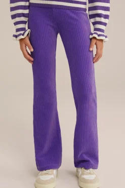 Meisjes velvet flared legging van ribstof