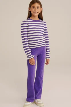 Meisjes velvet flared legging van ribstof