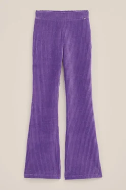 Meisjes velvet flared legging van ribstof