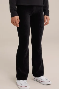 Meisjes velvet flared legging van ribstof
