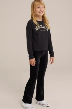 Meisjes velvet flared legging van ribstof