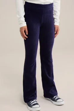 Meisjes velvet flared legging van ribstof