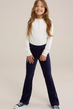 Meisjes velvet flared legging van ribstof