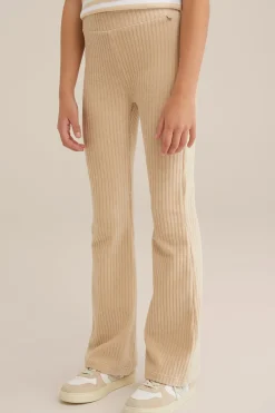 Meisjes velvet flared legging van ribstof