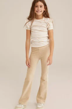 Meisjes velvet flared legging van ribstof