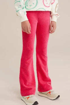 Meisjes velvet flared legging van ribstof