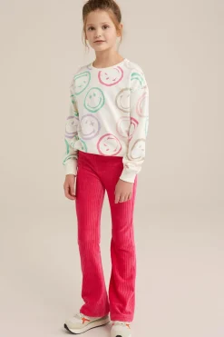 Meisjes velvet flared legging van ribstof