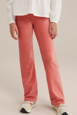 Meisjes velvet flared legging van ribstof
