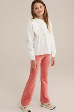 Meisjes velvet flared legging van ribstof