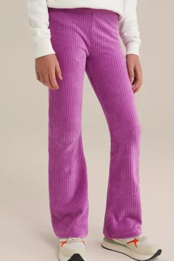 Meisjes velvet flared legging van ribstof