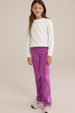 Meisjes velvet flared legging van ribstof