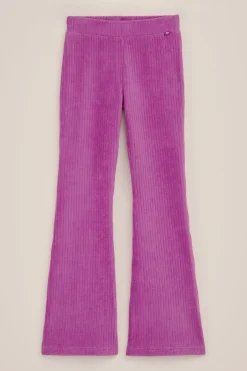 Meisjes velvet flared legging van ribstof