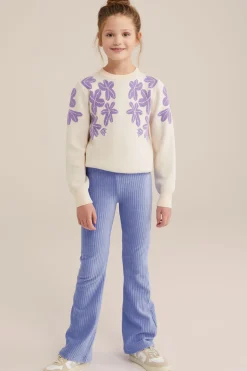 Meisjes velvet flared legging van ribstof