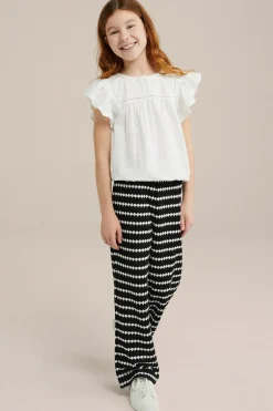 Meisjes wide leg broek met dessin