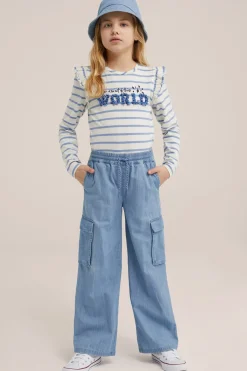 Meisjes wide leg cargobroek