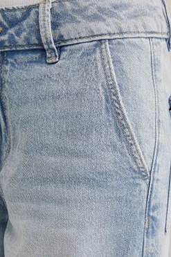 Meisjes wide leg jeans met cargozakken