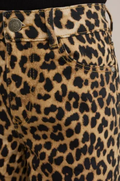 Meisjes wide leg jeans met luipaard print