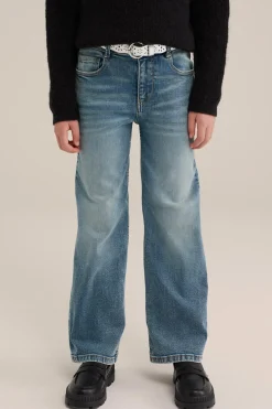 Meisjes wide leg jeans met stretch